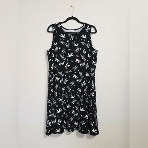 Black and White Bird Print Dress